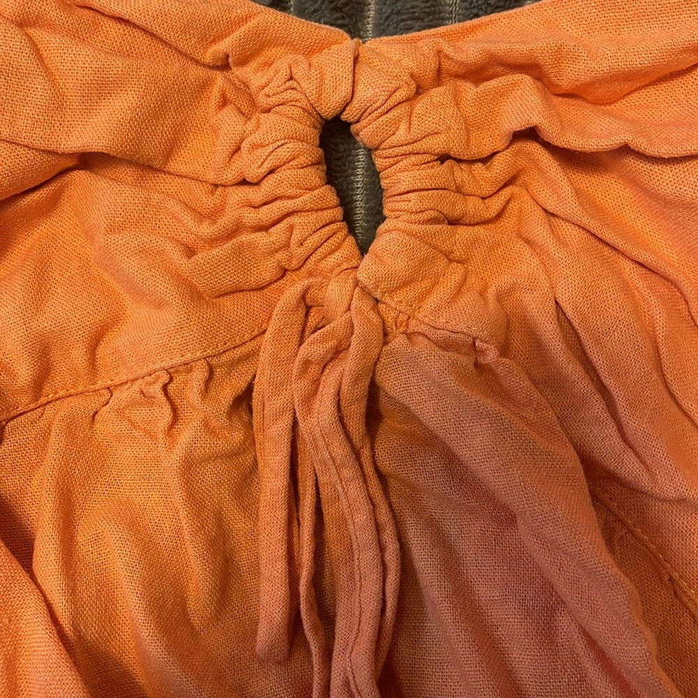 Women's Orange Ruched Top